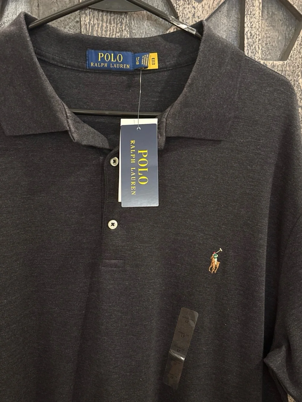 Polo by Ralph Lauren Men's Charcoal Polo with Embroidered Pony